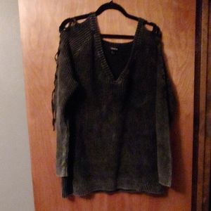 Gray lace up sweater